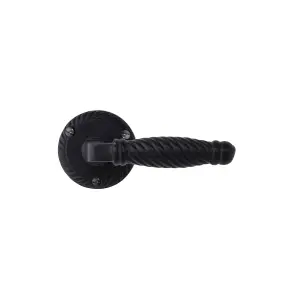 Colours Polne Matt Black Cast iron Straight Latch Push-on rose Door handle (L)116mm