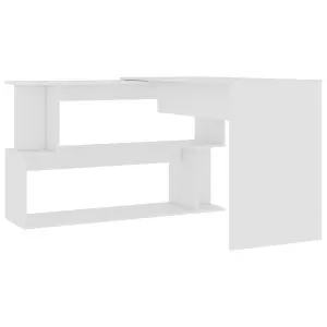 Berkfield Corner Desk White 200x50x76 cm Engineered Wood