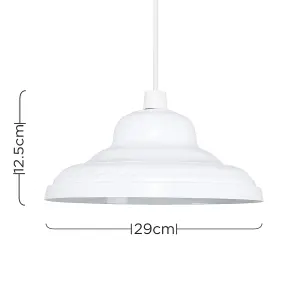 ValueLights Delta Vintage Retro Style Gloss White Metal Easy Fit Ceiling Pendant Lamp Shade