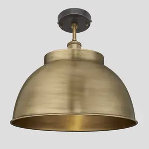 Industville Brooklyn Dome Flush Mount, 17 Inch, Brass, Brass Holder