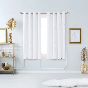 Deconovo Eyelet Blackout Curtains, Gold Constellation Printed Thermal Curtains for Bedroom, 46 x 54 Inch, Silver Grey, 2 panels