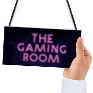 GAMING ROOM Sign Neon Effect Hanging Games Room Man Cave Bedroom Sign