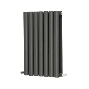 Right Radiators 600x413mm Horizontal Double Oval Column Designer Radiator Anthracite