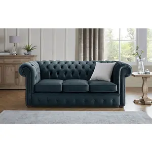 Chesterfield 3 Seater Fabric Malta Peacock 04 Sofa