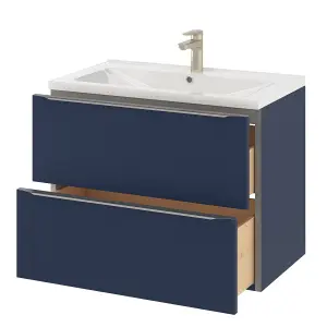 GoodHome Imandra Matt Blue Wall-mounted Bathroom Cabinet (H) 600mm (W) 800mm