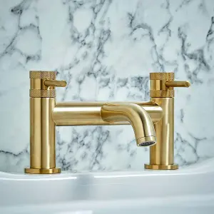 Diamond Cut Brushed Brass Bath Filler Taps