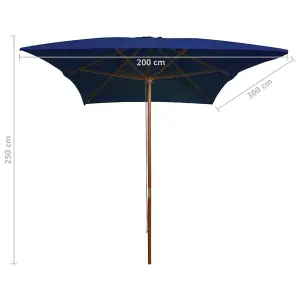 Berkfield Outdoor Parasol with Wooden Pole Blue 200x300 cm