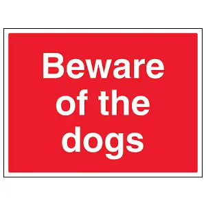 Beware Of The Dogs Warning Sign - Self Adhesive Vinyl - 400x300mm (x3)