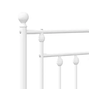 Berkfield Metal Bed Frame with Headboard White 75x190 cm