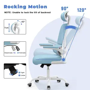 Computer Chair with Adjustable Lumbar Support and Headrest, Swivel Executive Mesh Office Chair for Home Office-Blue