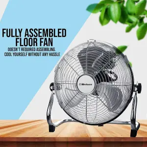 Belaco 9" Chrome Metal Floor Fan - High Velocity