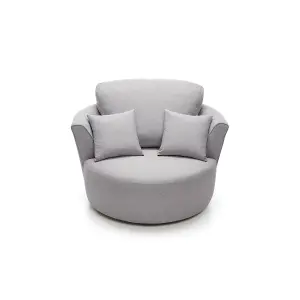 Darcy Swivel Chair in Light Grey Linen Fabric