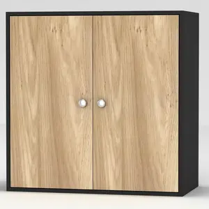 Elyssa 60Cm H x 60Cm W x 30Cm D Wall Cabinet Black/Oak