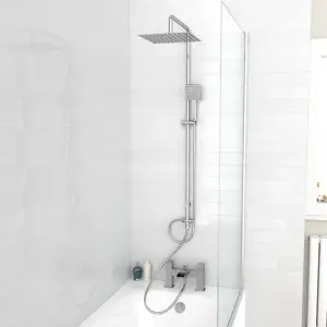 Nes Home Square Shower Waterfall Mixer Tap, Handset & Riser Rail Kit Chrome