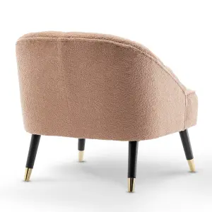 Teddy Boucle Fabric Accent Chair in Light Brown