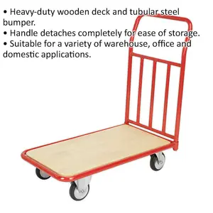 250kg Heavy Duty Platform Truck with Wooden Deck and Steel Bumper