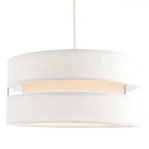 Contemporary 14 White Linen Fabric Triple Tier Ceiling Pendant Lamp Shade