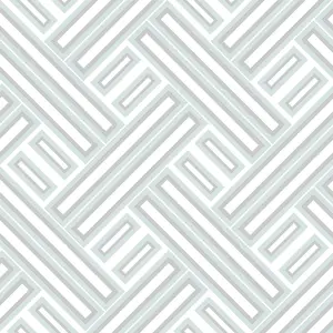 Galerie Geometrix Mint Silver Geo Rectangular Smooth Wallpaper