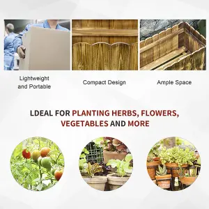 Outsunny 70L Wooden Rectangle Garden Flower Raised Bed Pot 80L x 33W x 30H cm