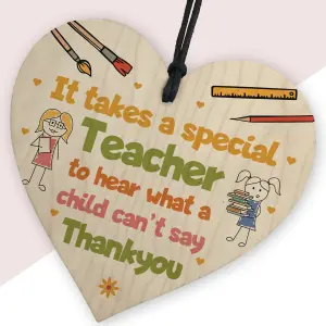 Red Ocean Gift For Teacher Teaching Assistant Leaving School Nursery Gift Wooden Heart Special Thank You Teacher Gift