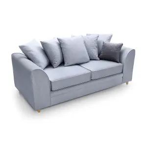 Chicago Velvet 3 Seater Sofa in Silver Blue