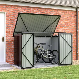 6 x 4 ft Metal Shed Garden Storage Shed Bin Bike Store for Bike Bicycle Garbage Bin Store,Charcoal Black