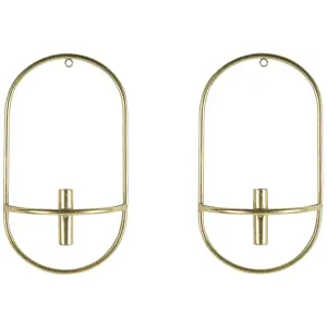 Set of 2 Wall Candle Holders CAVIANA Metal Gold