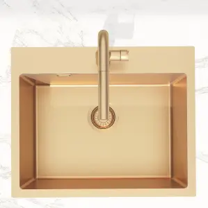 Stainless Steel Inset Single Bowl Kitchen Sink - Rose Gold - 55 x 45 x 21cm