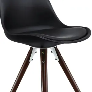 Soho Black Plastic Dining Chair with Pyramid Dark Wood Legs