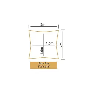 Kookaburra 2m Square Waterproof Silver Garden Patio Sun Shade Sail Canopy 98% UV Block with Free Rope