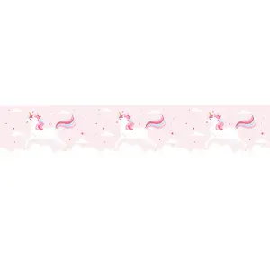 Beautiful Soft Pink Cotton Lampshade with Dancing Unicorns and Clouds Decoration