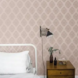 Galerie Emporium Pink Ogee Embossed Wallpaper