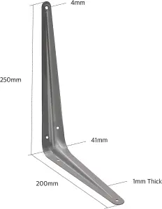 EAI - London Shelf Bracket - 250x200x41x1mm - Silver - Pack of 10