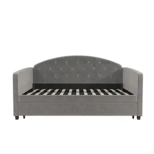 Aspen Daybed w Trundle Velvet Light Grey