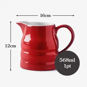 WM Bartleet & Sons Porcelain Traditional Churn Jug 1 Pint, Red