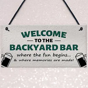 Red Ocean Welcome To The Backyard Bar Sign Hanging Wall Sign Bar Signs Funny Garden Plaque Gift For Men