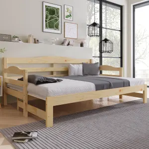 Daybed, Cabin Bed, Single Guest Bed Sofa Bed, Pull out Trundle for Living Room and Bedroom (3 FT) 90 x190 cm - White