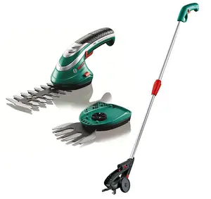 Bosch ISIO III Cordless Shrub + Grass Shear Hedge Cutter Multi Tool Set + Handle