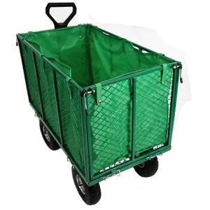 Garden Cart Heavy Duty Trolley Festival Hand Truck Wagon 210L with Folding Sides