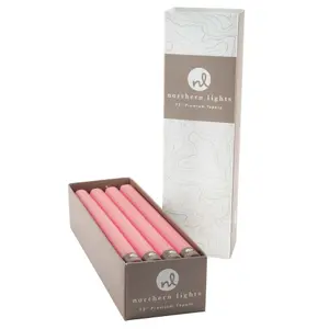 Northern Lights 12" Taper Candle Pack of 12 - Soft Pink