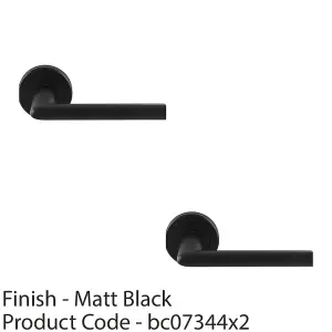 2 PACK - PAIR Matt Black Door Handle Slimline Straight Bar Lever Round Rose Concealed Fix