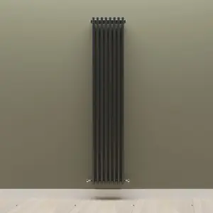 Vertical Black Triple Column Radiator (H) 1800mm x (W) 380mm, 6851 BTU.