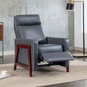 Riley Push Back Soft Air Leather Modern Reclining Armchair Accent Home Cinema Recliner Chair (Grey)