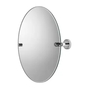 Croydex Flexi-Fix Metra Chrome effect Round Wall-mounted Bathroom & WC Mirror (H)45cm (W)45cm