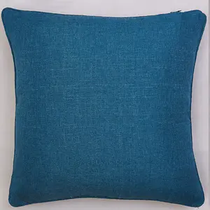 2 x Blue Cushions with Inserts - Large Square Jewel Toned Textured Zipped Covers with Hollowfibre Pads - Each 46 x 46cm