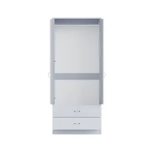 2 Door 2 Drawer Grey Gloss Double Combination Wardrobe Scratch Resistant