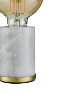 Inlight Cylinder Matt White Marble effect Table lamp