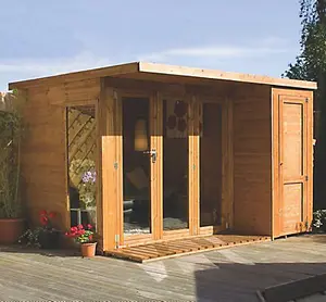 Mercia 10x8 ft with Bi-fold door & 1 window Pent Wooden Summer house (H)2162mm x (W)3024mm