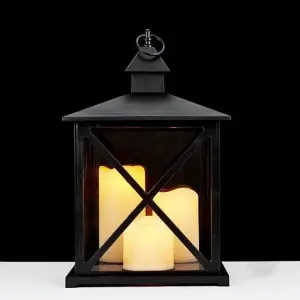 Indoor Garden Flickering Candle Lantern Led Lamp Light Candles Battery Operated