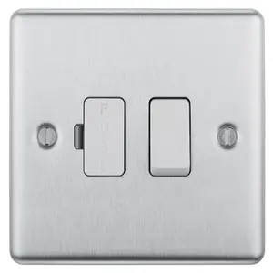 GoodHome Brushed Steel 13A 2 way Raised rounded profile Screwed Switched Fused connection unit